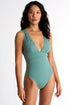 Plunging One-Piece With Oval Cut-Outs - 42480-03-600 4 / 600 Sage / 75% POLYAMIDE, 25% ELASTANE